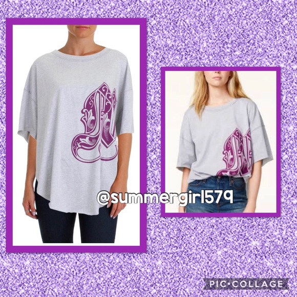 🏷 NWT Free People We the Free Letter Graphic Tee - Picture 2 of 4
